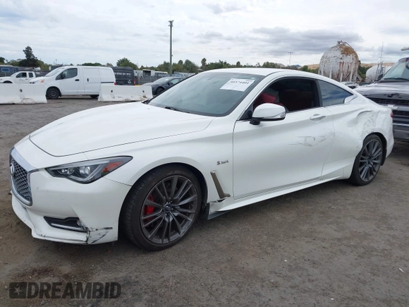 2017 Infiniti Q60 Red Sport 400 with VIN JN1FV7EKXHM611062, listed as a IAAI auction lot 40374401 with 69,460 mi miles and . Bid and sale history available at carsss.com. Image 18.