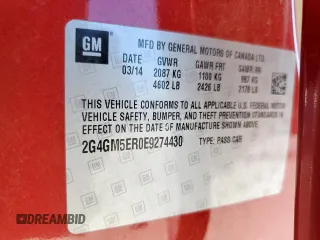 2014 Buick Regal Premium I with VIN 2G4GM5ER0E9274430, listed as a Copart auction lot 62279325 with 105,278 mi miles and Salvage title. Bid and sale history available at DreamBid. Image 12.