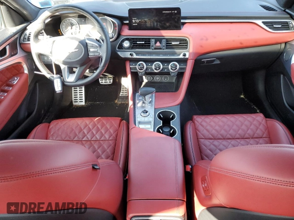 2023 Genesis G70 3.3T with VIN KMTG54TE4PU122153, listed as a Copart auction lot 50794015 with 13,604 mi miles and Salvage title. Bid and sale history available at DreamBid. Image 8.