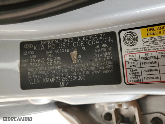 2006 Kia Sportage LX with VIN KNDJF723567206000, listed as a Copart auction lot 82759174 with 130,588 mi miles and Salvage Title. Bid and sale history available at carsss.com. Image 15.