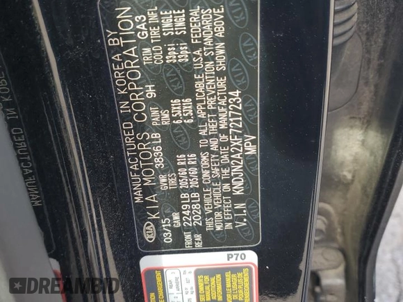 2015 Kia Soul with VIN KNDJN2A2XF7217234, listed as a Copart auction lot 49134595 with 180,040 mi miles and Salvage Title. Bid and sale history available at carsss.com. Image 12.
