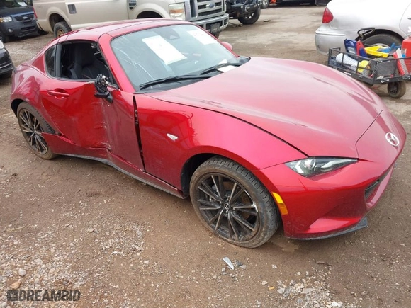 2024 Mazda MX-5 Miata RF Grand Touring with VIN JM1NDAM70R0600649, listed as a IAAI auction lot 41702445 with 3,112 mi miles. Bid and sale history available at carsss.com. Image 1.