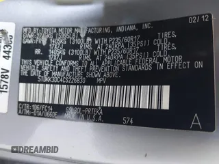 2012 Toyota Sienna LE AAS с VIN 5TDKK3DC4CS226830, выставлен на аукционе IAAI как лот 42550013 с пробегом 211 777 миль миль и . История ставок и продаж доступна на DreamBid. Изображение 9.