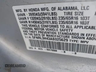 2010 Honda Odyssey EX with VIN 5FNRL3H43AB025629, listed as a IAAI auction lot 42095744 with 209,722 mi miles and . Bid and sale history available at DreamBid. Image 9.