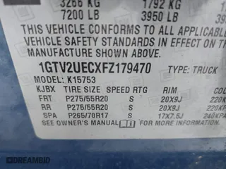 2015 GMC Sierra 1500 SLE with VIN 1GTV2UECXFZ179470, listed as a IAAI auction lot 41727904 with 96,283 mi miles. Bid and sale history available at carsss.com. Image 9.