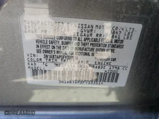 2015 Nissan Sentra SV with VIN 3N1AB7AP0FY333514, listed as a Copart auction lot 52893785 with 109,072 mi miles and Salvage Title. Bid and sale history available at carsss.com. Image 12.