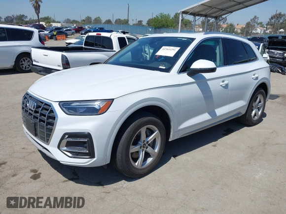 2023 Audi Q5 Premium with VIN WA1ABAFY6P2165402, listed as a IAAI auction lot 41969291 with 33,540 mi miles and . Bid and sale history available at DreamBid. Image 2.