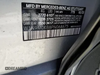 2023 Mercedes-Benz EQB 300 z VIN W1N9M0KB8PN068675, wystawiony jako Copart lot #65849434 z przebiegiem 3 022 mil mil oraz Szkoda całkowita • Salvage title. Historia ofert i sprzedaży dostępna na DreamBid. Obrazek 13.