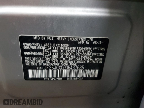 2016 Subaru Forester 2.0XT Touring with VIN JF2SJGXC0GH437685, listed as a Copart auction lot 44298045 with 141,877 mi miles and Salvage Title. Bid and sale history available at carsss.com. Image 15.