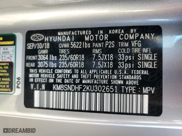 2019 Hyundai Santa Fe XL SE with VIN KM8SNDHF2KU302651, listed as a Copart auction lot 74105834 with 52,498 mi miles and Salvage Title. Bid and sale history available at carsss.com. Image 15.
