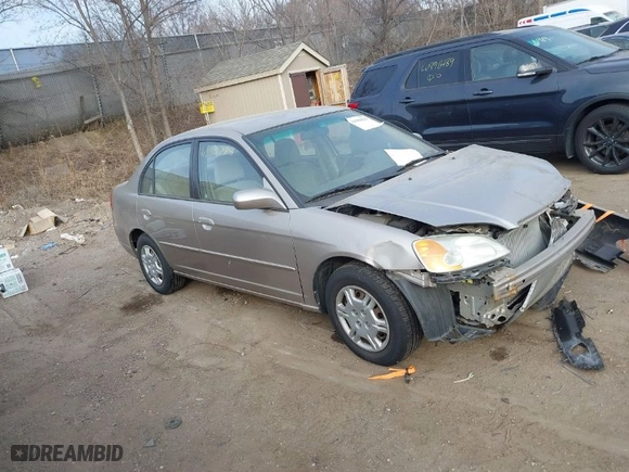 2002 Honda Civic LX with VIN 1HGES16612L042486, listed as a IAAI auction lot 41908839 with 1 mi miles. Bid and sale history available at carsss.com. Image 1.