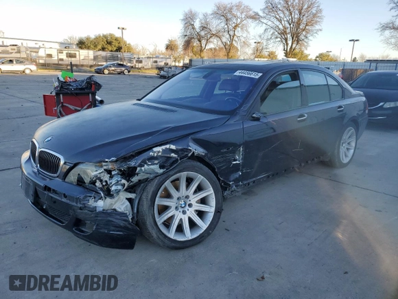 2006 BMW 7 Series 750i with VIN WBAHL83516DT05036, listed as a Copart auction lot 44456615 with 134,056 mi miles and Salvage title. Bid and sale history available at DreamBid. Image 1.