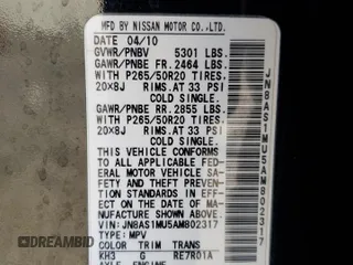 2010 Infiniti FX with VIN JN8AS1MU5AM802317, listed as a Copart auction lot 41622005 with 144,430 mi miles and Salvage title. Bid and sale history available at DreamBid. Image 16.
