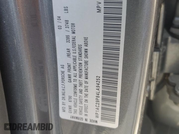 2004 Porsche Cayenne Turbo with VIN WP1AC29P84LA94252, listed as a Copart auction lot 47936415 with 119,823 mi miles and Salvage title. Bid and sale history available at DreamBid. Image 13.