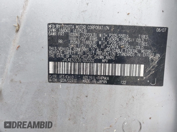 2008 Scion xB z VIN JTLKE50E381030302, wystawiony jako IAAI lot #41872084 z przebiegiem 179 773 mil mil oraz . Historia ofert i sprzedaży dostępna na DreamBid. Obrazek 9.
