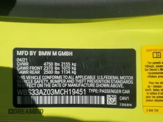 2021 BMW M4 Competition z VIN WBS33AZ03MCH19451, wystawiony jako Copart lot #55436975 z przebiegiem 41 595 mil mil oraz Szkody całkowita. Historia ofert i sprzedaży dostępna na DreamBid. Obrazek 12.