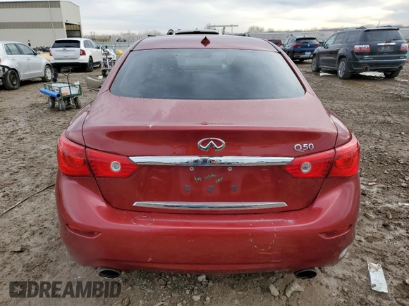 2015 Infiniti Q50 Premium with VIN JN1BV7AP6FM356004, listed as a Copart auction lot 86213714 with 79,496 mi miles and Salvage title. Bid and sale history available at DreamBid. Image 6.