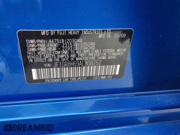 2010 Subaru WRX WRX STI с VIN JF1GR8H69AL808252, выставлен на аукционе Copart как лот 60362345 с пробегом 130 875 миль миль и Чистый • Clean title. История ставок и продаж доступна на DreamBid. Изображение 10.