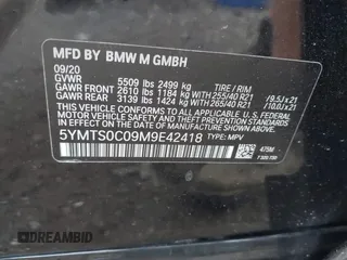 2021 BMW X3 M z VIN 5YMTS0C09M9E42418, wystawiony jako IAAI lot #39904954 z przebiegiem Nie podano mil oraz . Historia ofert i sprzedaży dostępna na DreamBid. Obrazek 9.