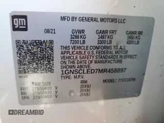 2021 Chevrolet Tahoe Commercial z VIN 1GNSCLED7MR458897, wystawiony jako Copart lot #84170464 z przebiegiem 23 125 mil mil oraz Szkoda całkowita • Salvage title. Historia ofert i sprzedaży dostępna na DreamBid. Obrazek 13.