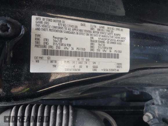 2016 Ford Focus SE with VIN 1FADP3F20GL400887, listed as a IAAI auction lot 42358729 with 149,206 mi miles and . Bid and sale history available at DreamBid. Image 9.