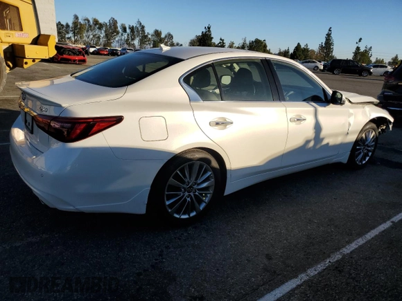 2023 Infiniti Q50 Luxe with VIN JN1EV7BP5PM510392, listed as a Copart auction lot 88456145 with 12,678 mi miles and Salvage Title. Bid and sale history available at DreamBid. Image 3.