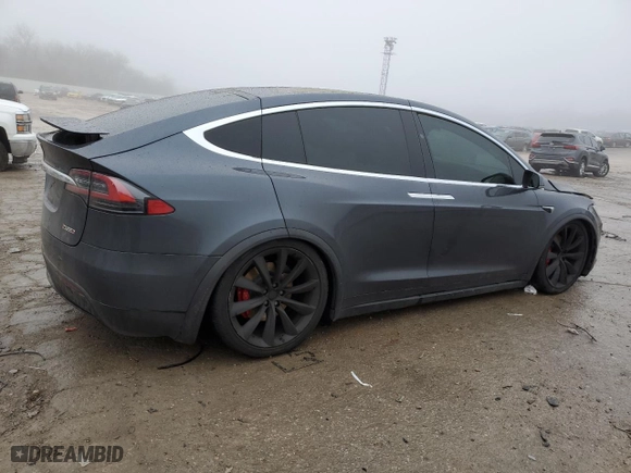 2017 Tesla Model X P100D with VIN 5YJXCBE48HF052633, listed as a Copart auction lot 38883234 with NaN miles and Salvage Title. Bid and sale history available at carsss.com. Image 3.