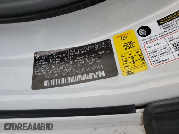 2011 BMW Z4 sDrive35is with VIN WBALM1C55BE393706, listed as a Copart auction lot 81055784 with 87,901 mi miles and Clean title. Bid and sale history available at DreamBid. Image 12.