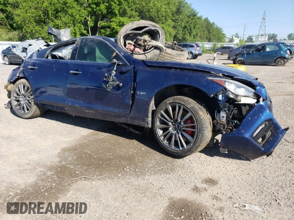 2017 Infiniti Q50 Red Sport 400 with VIN JN1FV7AR9HM871813, listed as a Copart auction lot 58239144 with 0 mi miles and Salvage Title. Bid and sale history available at carsss.com. Image 4.