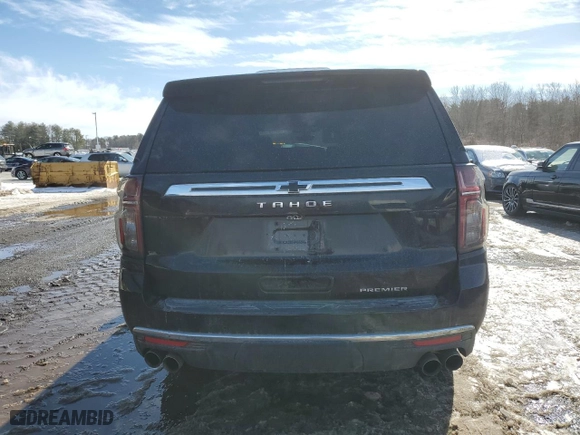 2022 Chevrolet Tahoe Premier with VIN 1GNSKSKD6NR328810, listed as a Copart auction lot 46128175 with 25,708 mi miles and Salvage Title. Bid and sale history available at carsss.com. Image 6.