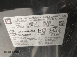 2017 GMC Terrain SLT with VIN 2GKFLUE39H6205500, listed as a IAAI auction lot 41734237 with 117,422 mi miles. Bid and sale history available at carsss.com. Image 9.