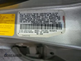 2003 Lexus GS 300 z VIN JT8BD69S230182372, wystawiony jako Copart lot #47847205 z przebiegiem Nie podano mil oraz Szkoda całkowita • Salvage title. Historia ofert i sprzedaży dostępna na DreamBid. Obrazek 12.