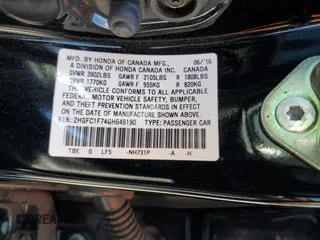 2016 Honda Civic Sedan EX-L with VIN 2HGFC1F74GH649190, listed as a Copart auction lot 50448425 with 73,667 mi miles and Salvage Title. Bid and sale history available at carsss.com. Image 14.