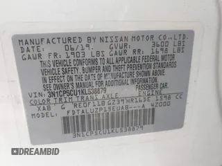 2019 Nissan Kicks SR with VIN 3N1CP5CU1KL538879, listed as a IAAI auction lot 41588710 with 118,002 mi miles. Bid and sale history available at carsss.com. Image 9.