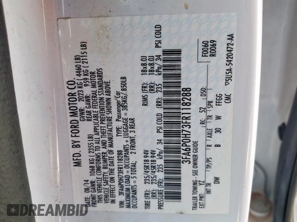 2015 Ford Fusion SE with VIN 3FA6P0H73FR118288, listed as a Copart auction lot 58482025 with 140,129 mi miles and Salvage title. Bid and sale history available at DreamBid. Image 13.