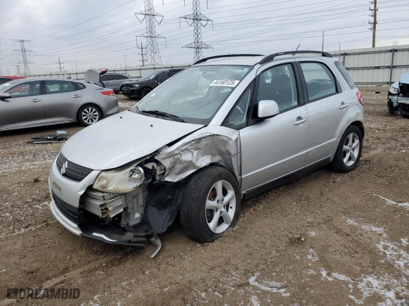 2007 Suzuki SX4 with VIN JS2YB413275109110, listed as a Copart auction lot 44168125 with 97,276 mi miles and Salvage Title. Bid and sale history available at carsss.com. Image 1.