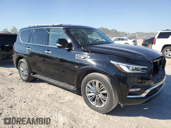 2020 Infiniti QX80 LUXE with VIN JN8AZ2NF6L9704744, listed as a Copart auction lot 80710184 with 89,701 mi miles and Salvage Title. Bid and sale history available at carsss.com. Image 4.
