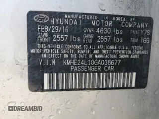 2016 Hyundai Sonata Hybrid SE with VIN KMHE24L10GA038677, listed as a Copart auction lot 51823625 with 62,130 mi miles and Clean Title. Bid and sale history available at carsss.com. Image 12.