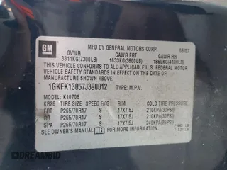 2007 GMC Yukon SLE with VIN 1GKFK13057J390012, listed as a Copart auction lot 86693004 with 0 mi miles and Salvage Title. Bid and sale history available at carsss.com. Image 12.