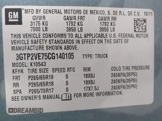2012 GMC Sierra 1500 SLE with VIN 3GTP2VE75CG140105, listed as a IAAI auction lot 42074492 with 72,819 mi miles and . Bid and sale history available at DreamBid. Image 9.