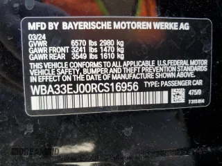2024 BMW 7 Series 760i xDrive with VIN WBA33EJ00RCS16956, listed as a Copart auction lot 48790845 with 9,958 mi miles and Salvage title. Bid and sale history available at DreamBid. Image 13.
