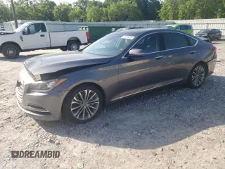 2015 Hyundai Genesis 3.8L with VIN KMHGN4JE0FU071228, listed as a Copart auction lot 52076305 with 34,557 mi miles and Salvage Title. Bid and sale history available at DreamBid. Image 1.