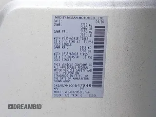 2016 Nissan Pathfinder SV with VIN 5N1AR2MN5GC647848, listed as a IAAI auction lot 42178328 with 155,942 mi miles. Bid and sale history available at carsss.com. Image 9.
