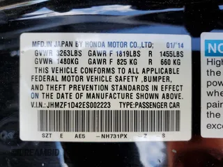 2014 Honda CR-Z with VIN JHMZF1D42ES002223, listed as a Copart auction lot 45237845 with 140,284 mi miles and Salvage Title. Bid and sale history available at carsss.com. Image 12.