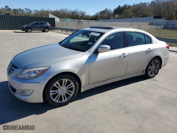 2013 Hyundai Genesis 3.8L with VIN KMHGC4DD4DU246604, listed as a Copart auction lot 47034285 with 146,302 mi miles and Salvage Title. Bid and sale history available at carsss.com. Image 1.
