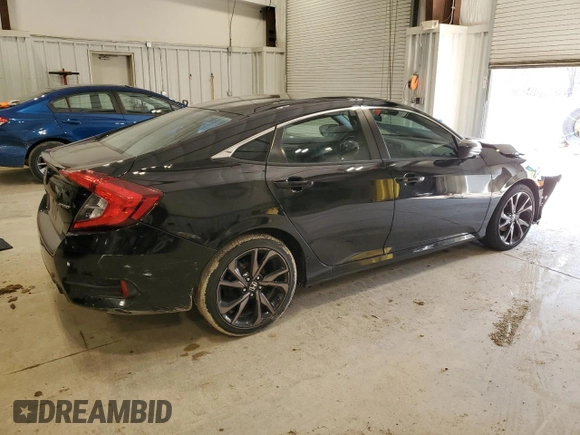 2020 Honda Civic Sedan Sport with VIN 2HGFC2F83LH557058, listed as a Copart auction lot 50556035 with 64,859 mi miles and Salvage Title. Bid and sale history available at carsss.com. Image 3.