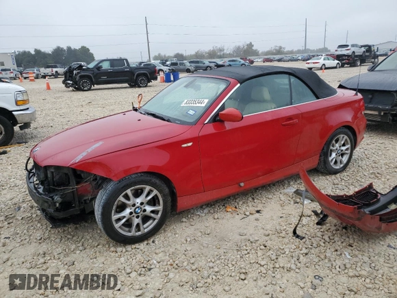 2009 BMW 1 Series 128i with VIN WBAUL73509VJ75919, listed as a Copart auction lot 83335344 with 185,219 mi miles and Salvage Title. Bid and sale history available at DreamBid. Image 1.