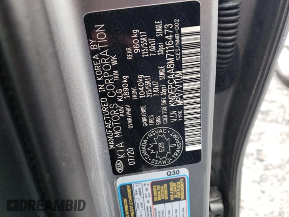 2021 Kia Seltos LX z VIN KNDEPCAA8M7116473, wystawiony jako Copart lot #49865145 z przebiegiem 20 122 mil mil oraz Szkoda całkowita • Salvage title. Historia ofert i sprzedaży dostępna na DreamBid. Obrazek 13.