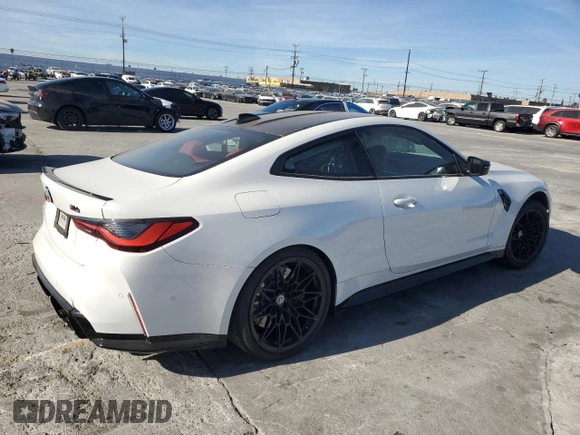 2023 BMW M4 Competition xDrive with VIN WBS43AZ02PCL59627, listed as a Copart auction lot 41871475 with Not provided miles and Salvage title. Bid and sale history available at DreamBid. Image 3.
