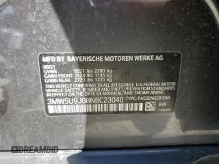 2022 BMW 3 Series M340i xDrive with VIN 3MW5U9J08N8C23040, listed as a Copart auction lot 49421355 with 0 mi miles and Salvage Title. Bid and sale history available at carsss.com. Image 12.
